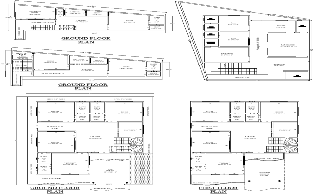 Residential Plan with Multi Ground Floor Design DWG File