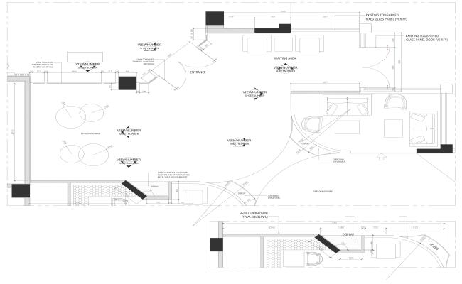 Restaurant plan with retail display area DWG AutoCAD drawing