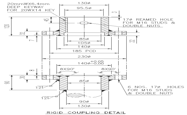 Rigid coupling detail DWG AutoCAD file