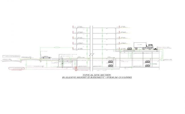 SITE SECTION FOR LEVELS IN HI RISE BUILDING