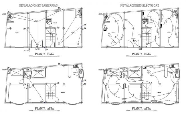 Sanitary installation view of house dwg file