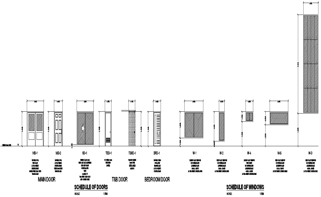 Schedule of Doors and Window Detail DWG AutoCAD file