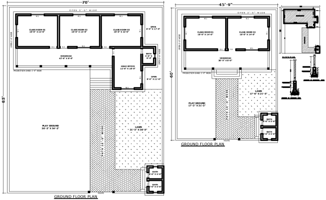 School Ground Floor Layout Plan Design AutoCAD DWG