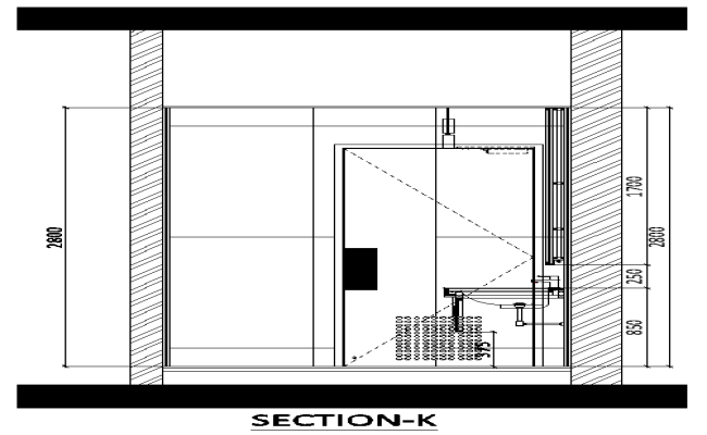 Sectional elevation detail of toilet DWG AutoCAD drawing