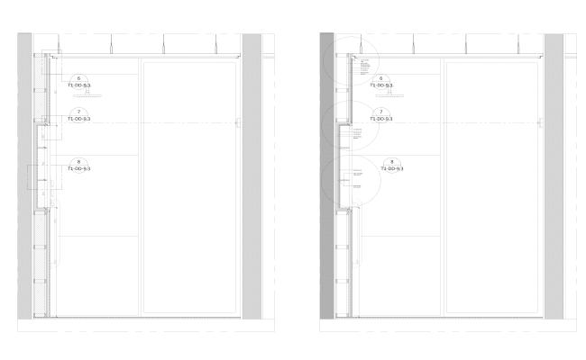Sectional elevation for shower area with detail of fixed toughened glass installation DWG AutoCAD drawing