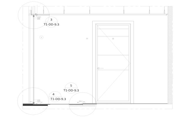 Section detail for fixed toughened glass partition in washroom DWG AutoCAD drawing