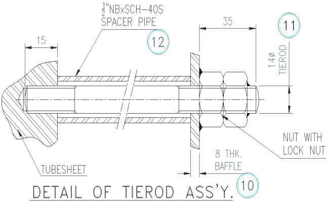Section detail of tie rod assembly DWG AutoCAD drawing
