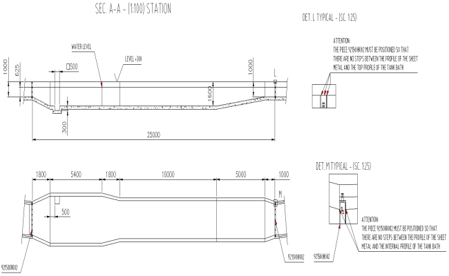 Section of Flume channel Detail DWG AutoCAD file