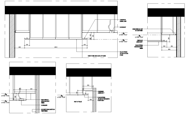 Ground Floor Lift Lobby Section Detail DWG | Cadbull