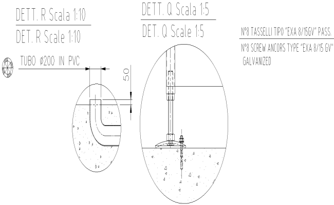 Section of N8 Screw Anchors type EXA 8-15 GV Detail DWG AutoCAD file