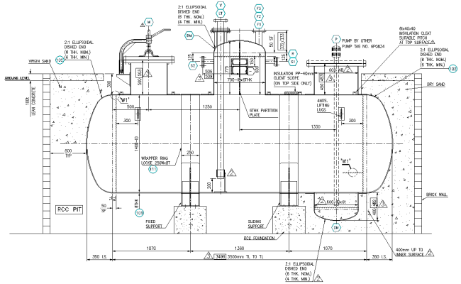 Section of Pure Steam Condensate of  Wrapper ring DWG AutoCAD file