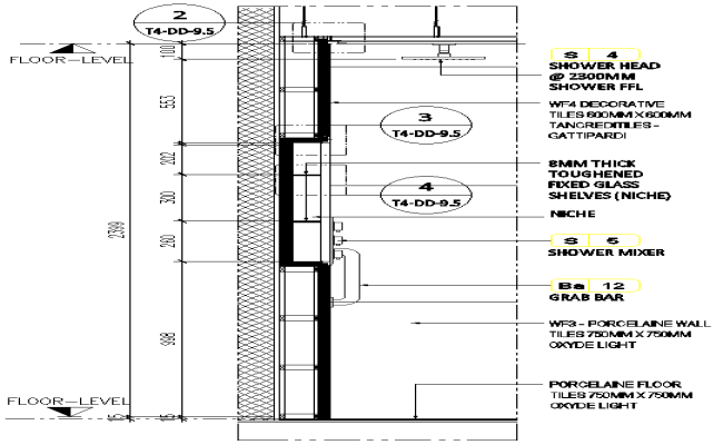 Section of Shower Panel  Detail DWG AutoCAD file