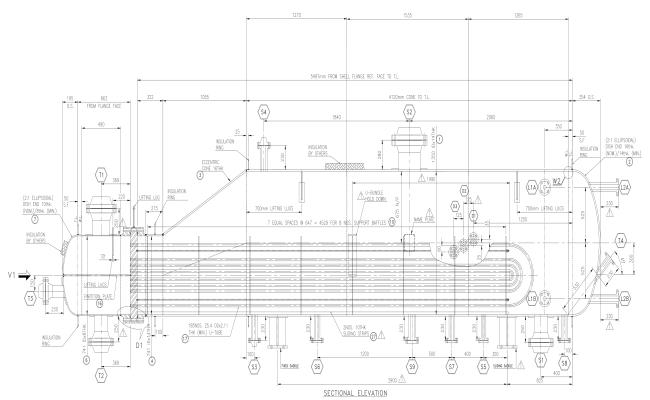 Section view of HCL Column Condenser Detail DWG AutoCAD file