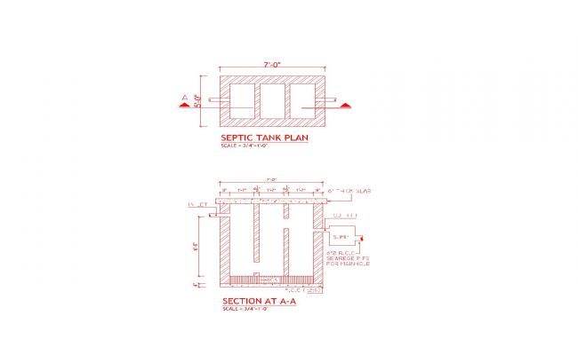 Septic Tank Detail plan cad drawing. Download now