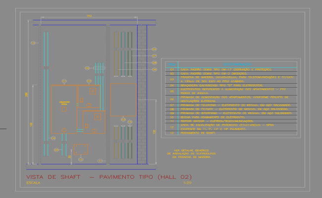 Detailed Shaft View DWG Drawing for Typical Architectural