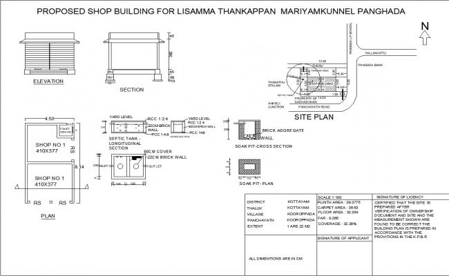 Shop detail plan and sections cad files