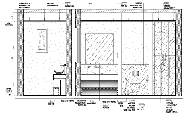 Shower wall pattern design with bathroom elevation design dwg autocad drawing .