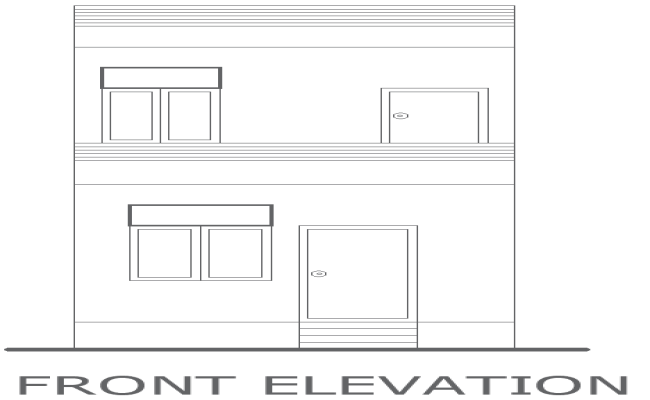 Two-Floor House Front Elevation Layout Design in DWG File