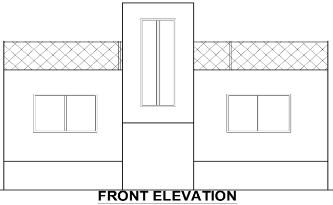Simple House Front Elevation AutoCAD DWG Layout File