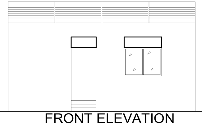 DWG Design of Simple House Front Elevation Layout Plan