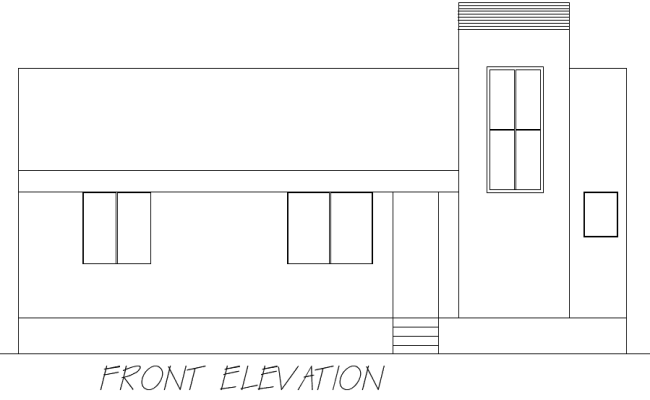 Simple House Front Elevation Layout Plan in DWG Format