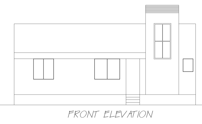 Simple Front Elevation House Layout Plan in DWG Format