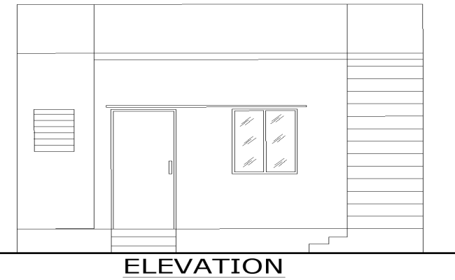 Simple House Front Elevation Plan Design in DWG File