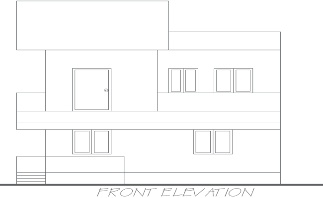 SimpleHouse FrontElevation Layout in AutoCAD DWG Format