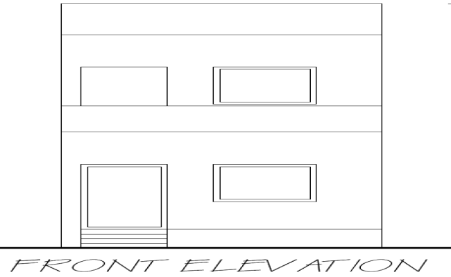 Simple House Front Elevation Design in DWG File Format