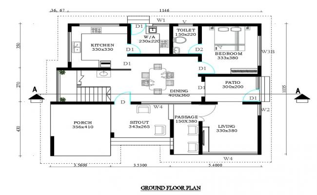 Single Residential Home Plan Drawing DWG File