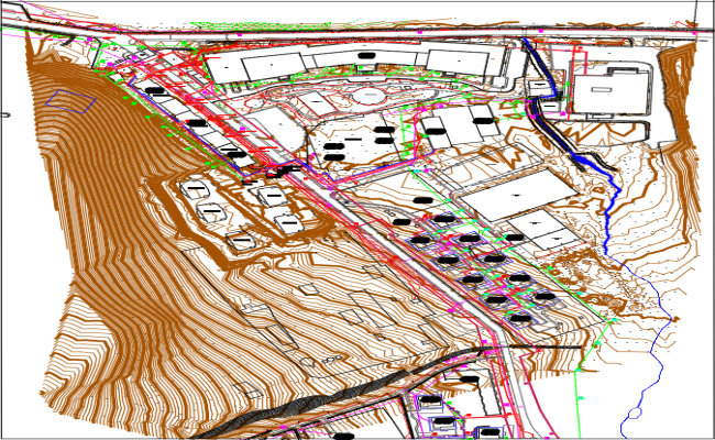 Site Development Plan of DWG AutoCAD Topographic Layout