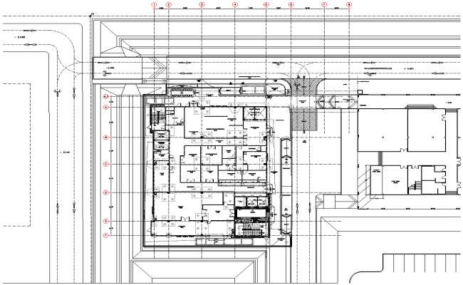 Site plan of commercial building Detail DWG AutoCAD file