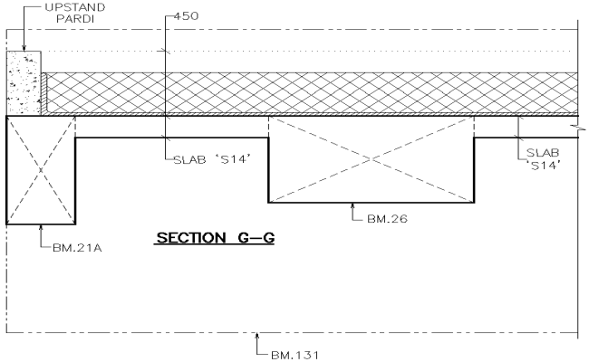 Slab design with upstand pardi detail DWG AutoCAD drawing