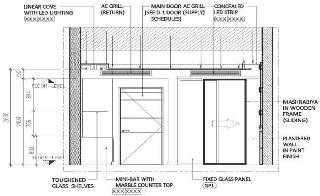 Sliding mashrabiya wooden frame detail DWG AutoCAD drawing