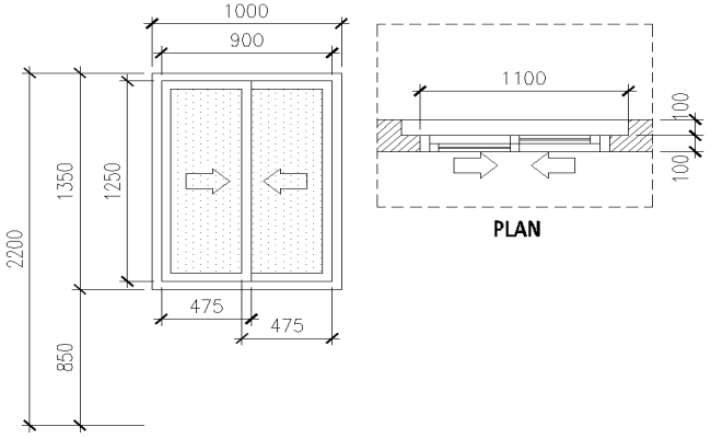 Sliding window detail plan and section 2D CAD block DWG AutoCAD drawing