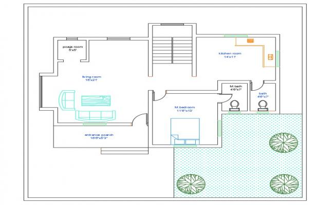 Small House Plan with Furniture Design