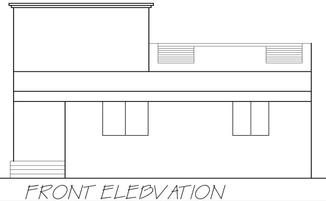AutoCAD DWG Small Front House Elevation Drawing Layout