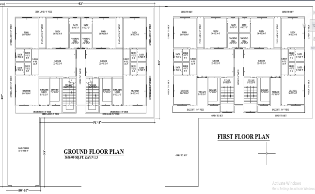 5656 sq ft Two-Story Residential Plan in CAD DWG File