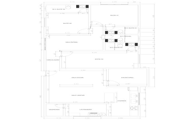 Spanish house plan DWG format with labeled dimension