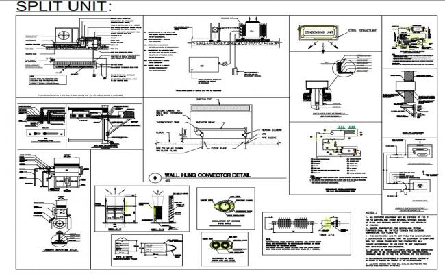 Split Unit Air Conditioner CAD Drawing File with Complete Layout