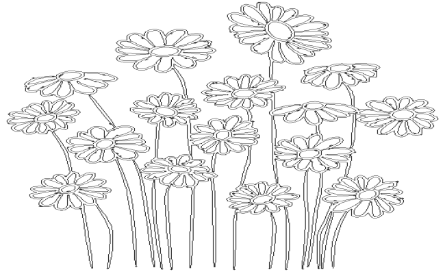 Spring flower silhouettes flowers vector image DWG AutoCAD file