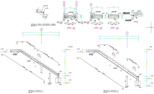 Stadium Stair Section Design and Details in AutoCAD DWG Files