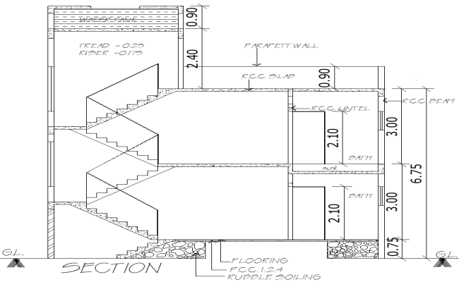 Stair Section Layout Details – AutoCAD DWG File