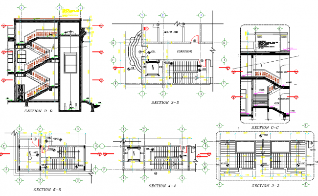 Staircase section plan dwg file