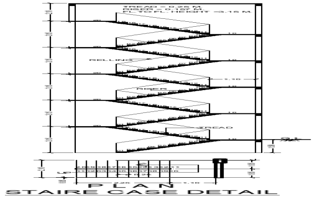 Staircase Layout Plan Details | AutoCAD DWG Download File