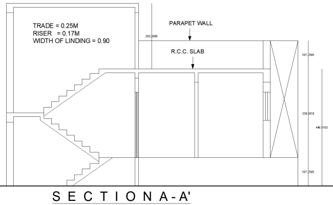 Staircase Section Architectural Drawing AUTOCAD DWG File 