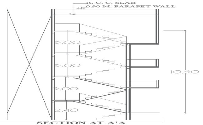 Staircase Section Layout Details AutoCAD DWG File