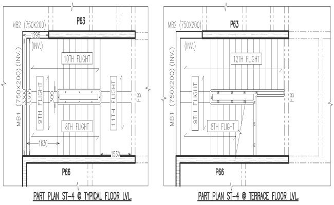 Staircase detailed plan CAD block in scale DWG AutoCAD drawing
