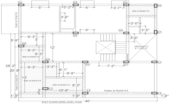 Stilt Floor Lintel Level Plan Layout AutoCAD DWG File