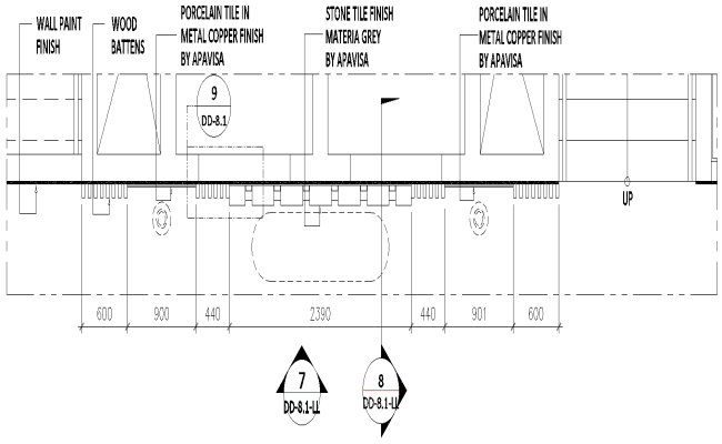 Stone tile finish with materia grey with wall paint finish dwg autocad drawing .